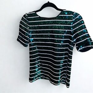 065-Badgley Mischka Striped Sequin Top